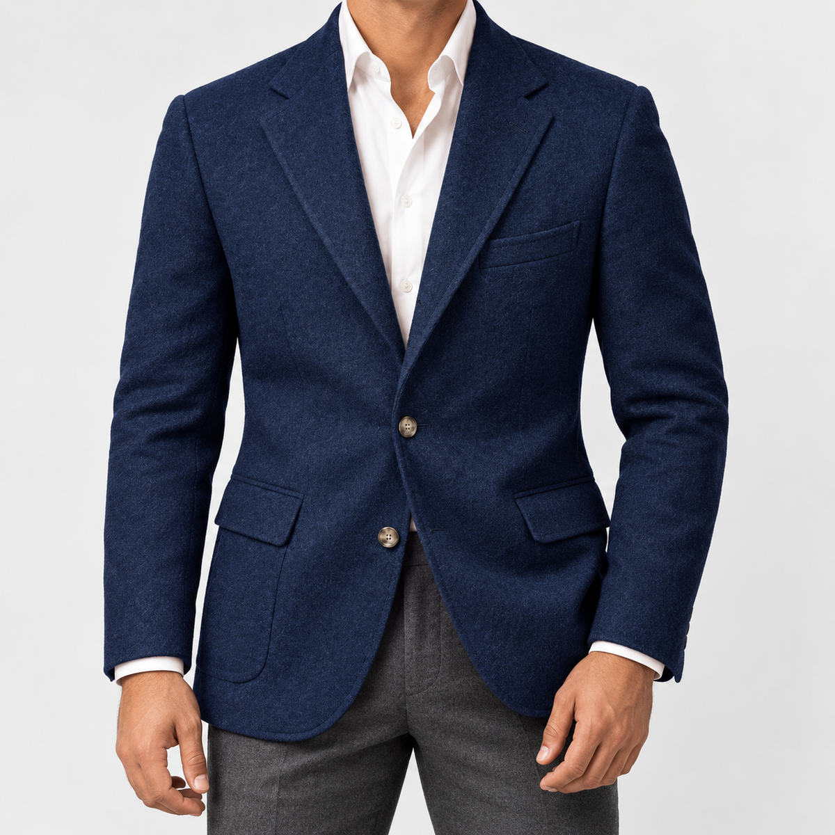 Leo slim fit elegant suit blazer in navy blue-1, front worn view