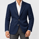 Leo slim fit elegant suit blazer in navy blue-1, front worn view