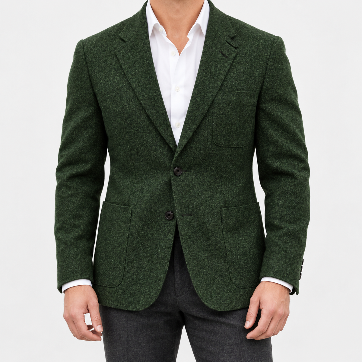 Leo slim fit elegant suit blazer in green-1, front worn view