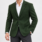 Leo slim fit elegant suit blazer in green-1, side worn view