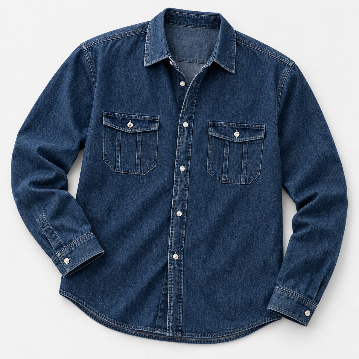 Leo casual spring denim shirt in dark blue, product-only cover