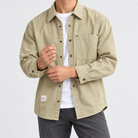 Leo new york casual shirt in khaki, side worn view