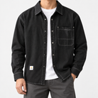 Leo new york casual shirt in black, front worn view