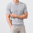 Leo spring business polo shirt in gray, side worn view
