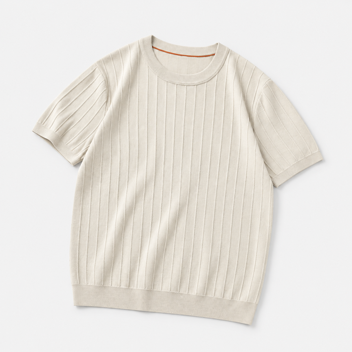 Leo business striped design t-shirt in khaki, product-only cover