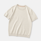 Leo business striped design t-shirt in khaki, product-only cover