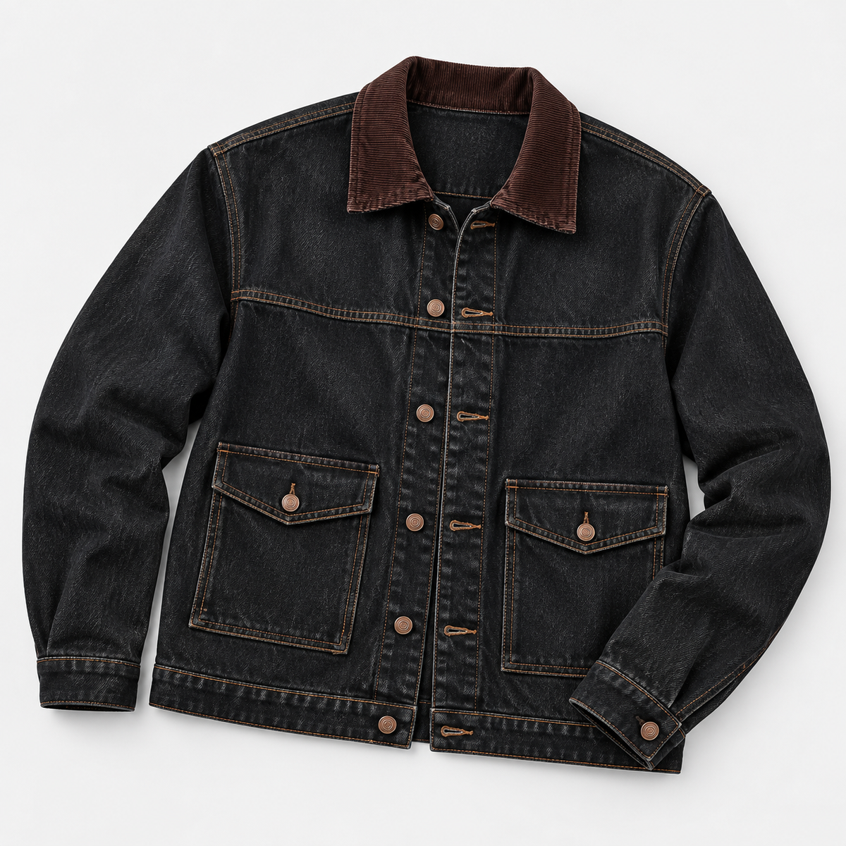 Leo american denim casual jacket in blue black, product-only cover