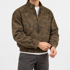 Leo motorcycle cotton casual jacket in coffee, side worn view