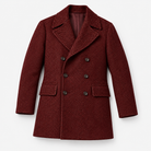 Herringbone double breasted coat with wide lapels in burgundy — product only