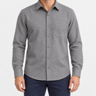 Brushed cotton flannel shirt with a chest pocket in gray on a male model front view