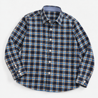 Pure cotton oxford shirt with a chest pocket in navy and gold check product view