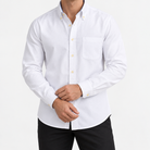 Pure cotton oxford shirt with a chest pocket in white on a male model front view