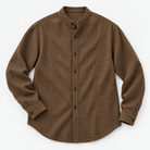 Relaxed checked shirt with curved front seams in brown — product view