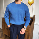 Antonios solid round neck knit sweater - Antonios