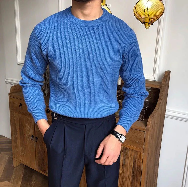 Antonios solid round neck knit sweater - Antonios