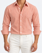 Men’s orange and white striped long-sleeve shirt, size 3XL, front studio view