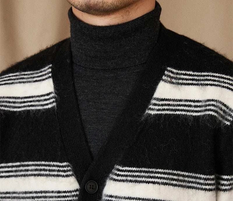 Antonios striped wool v - neck cardigan winter essential - Antonios