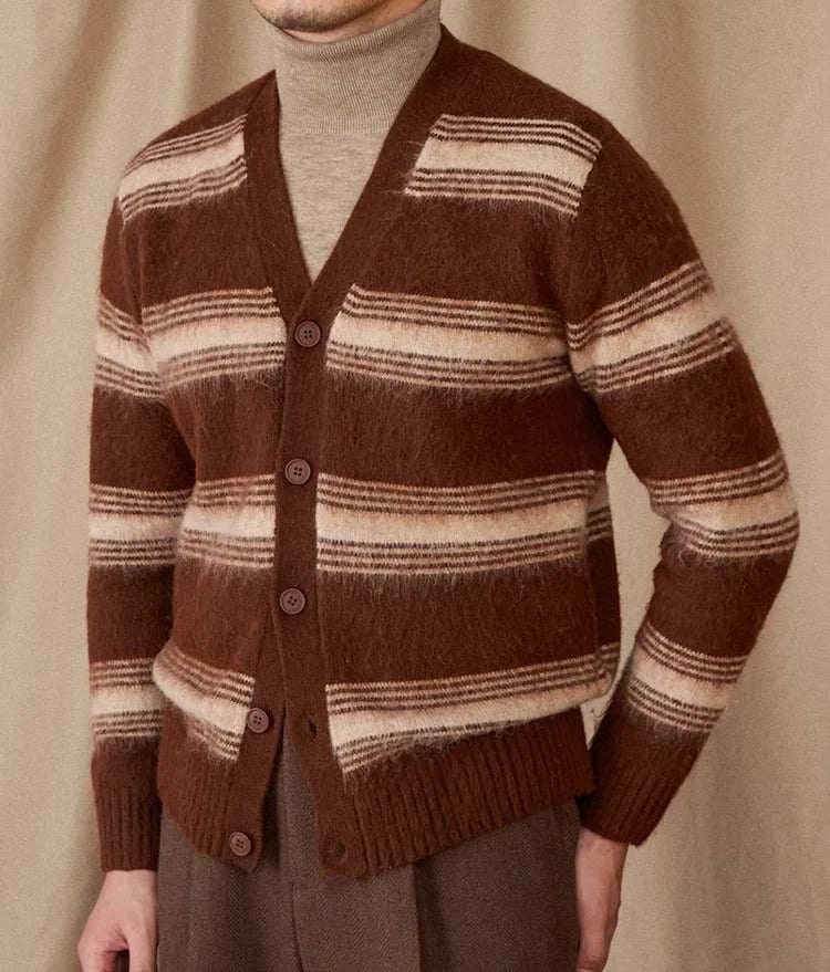 Antonios striped wool v - neck cardigan winter essential - Antonios