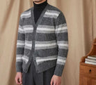 Antonios striped wool v - neck cardigan winter essential - Antonios