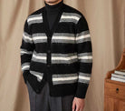 Antonios striped wool v - neck cardigan winter essential - Antonios