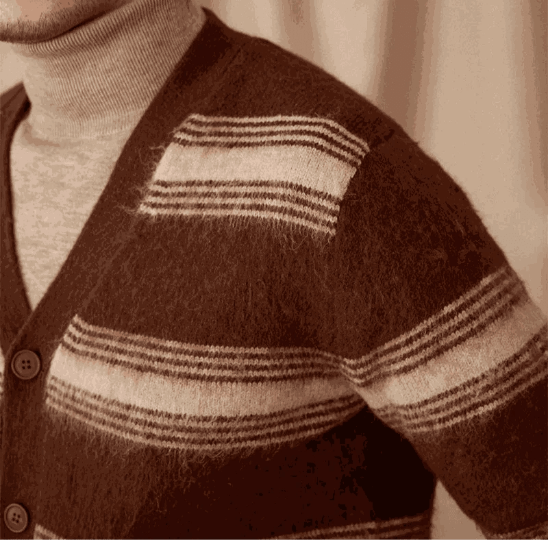 Antonios striped wool v - neck cardigan winter essential - Antonios