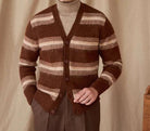 Antonios striped wool v - neck cardigan winter essential - Antonios