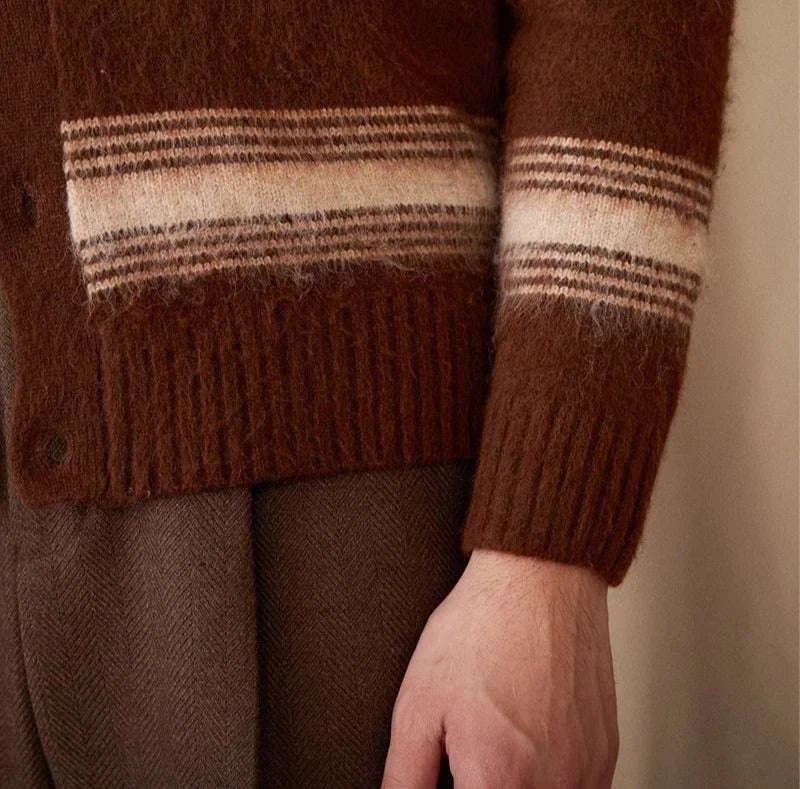 Antonios striped wool v - neck cardigan winter essential - Antonios