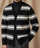 Antonios striped wool v - neck cardigan winter essential - Antonios