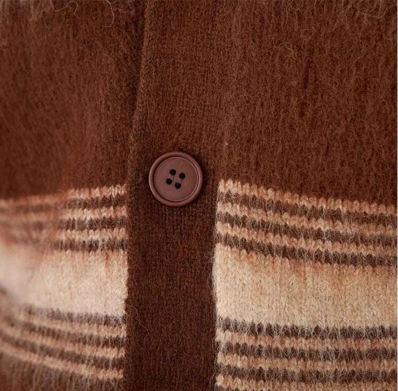 Antonios striped wool v - neck cardigan winter essential - Antonios