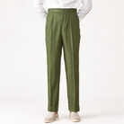 Summer straight fit elegant trousers in Army green – product view