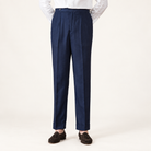 Summer straight fit elegant trousers in Navy blue – product view