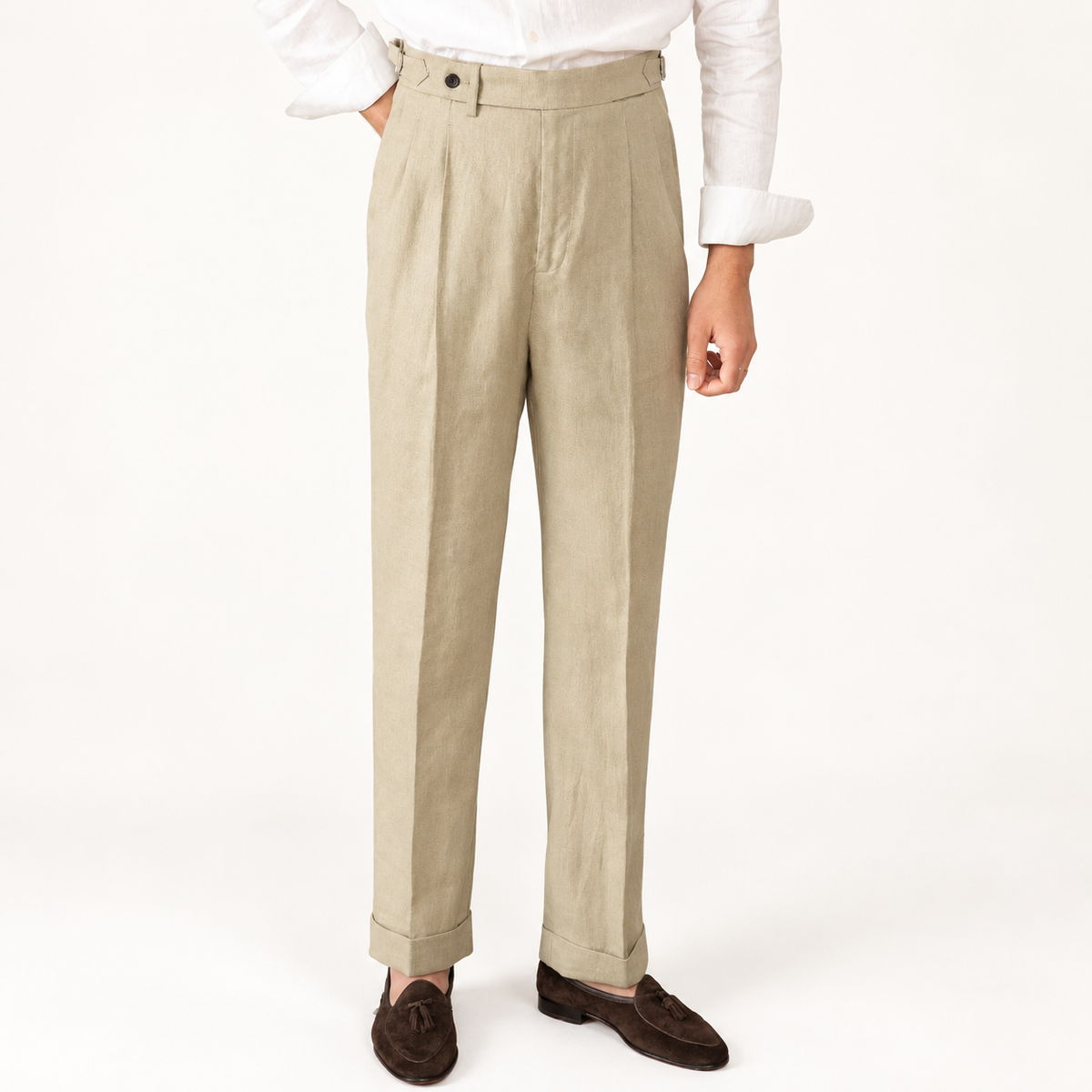 Summer straight fit lightweight trousers in Khaki – product view