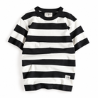 Men's cotton-linen striped t-shirt in Black – product view