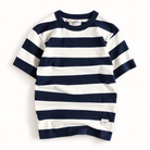 Men's cotton-linen striped t-shirt in Blue – product view
