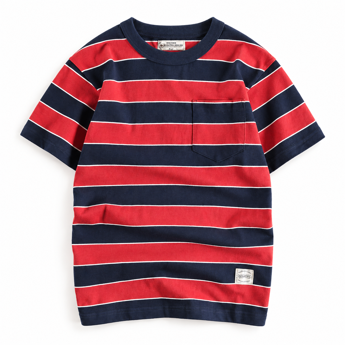 Men's cotton-linen striped t-shirt in Red – product view