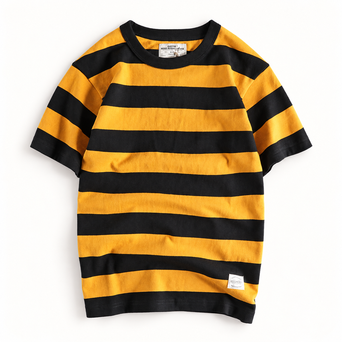 Men's cotton-linen striped t-shirt in Yellow 1 – product view