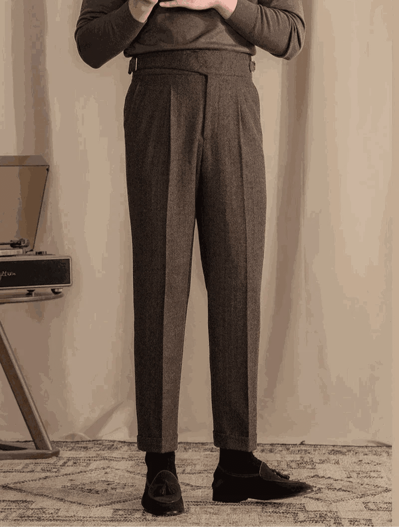 Antonios vintage wool herringbone pants - Antonios