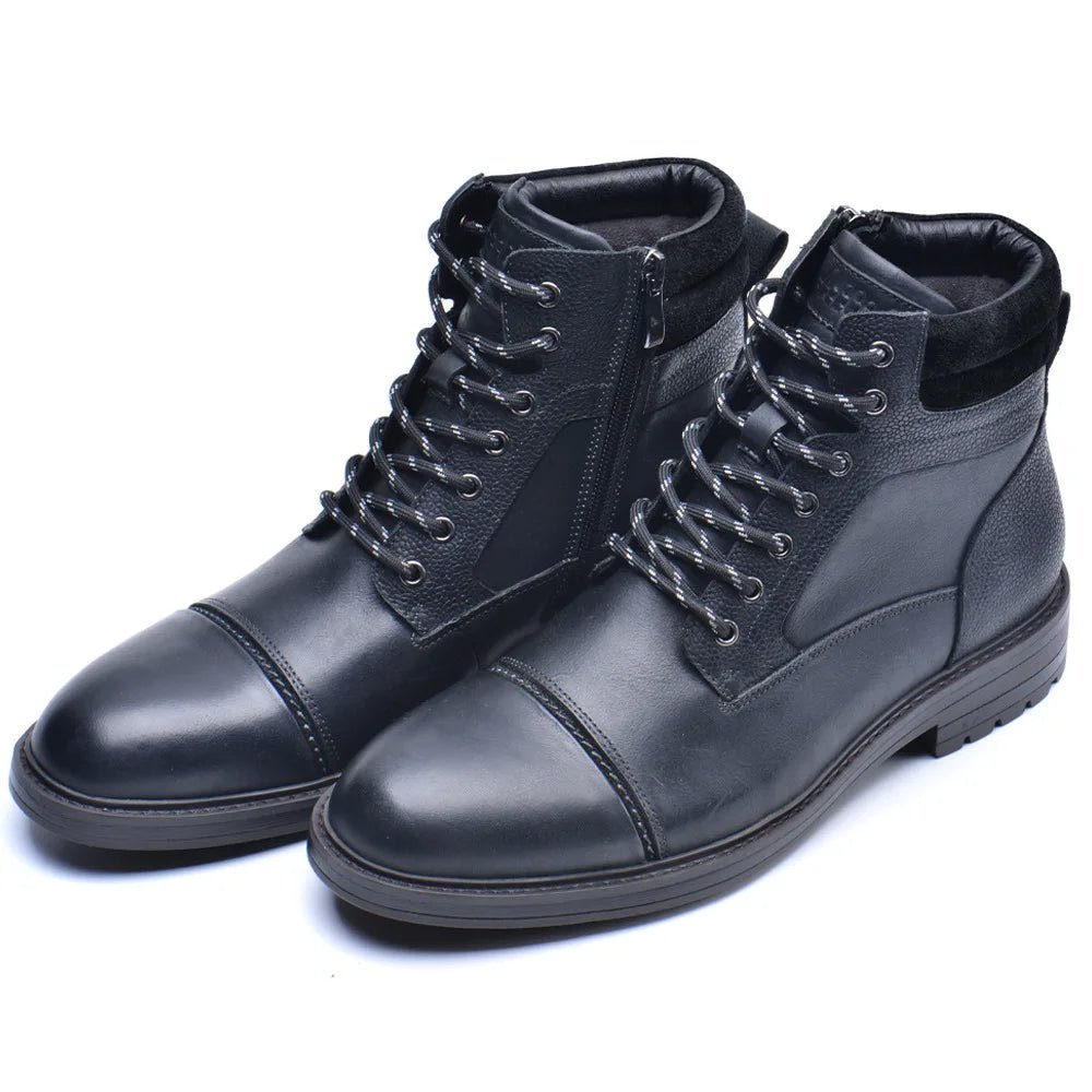 AntoniosClothing Genuine Leather Winter Boots for Men - Black