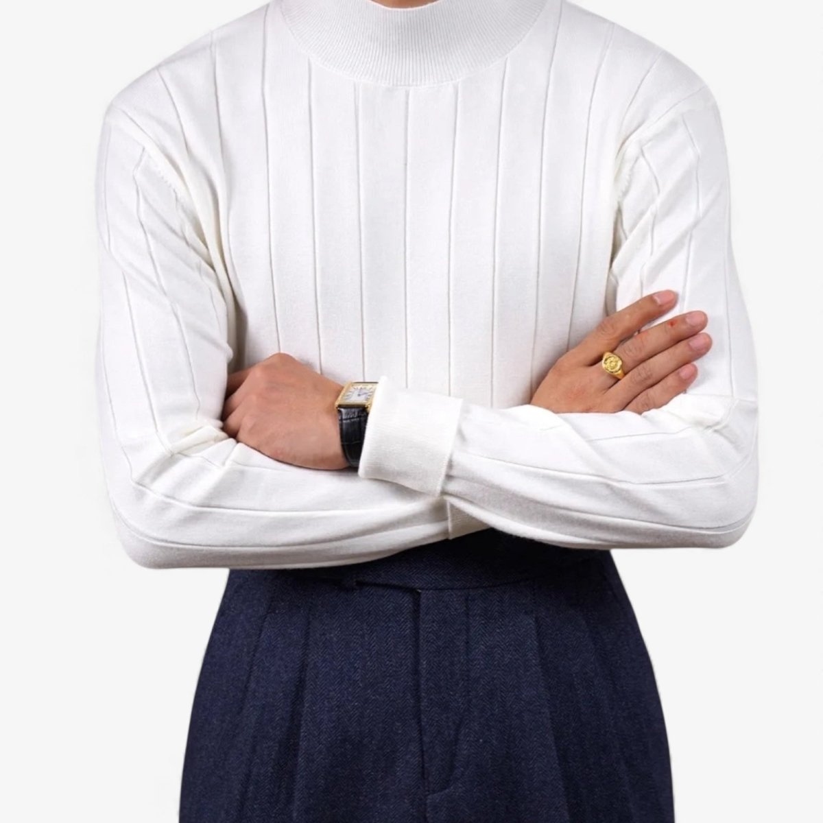 Mens ribbed mock neck sweater lightweight knit – Antonios