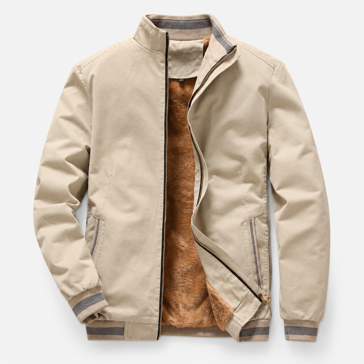 Antonios Autumn Bomber Jacket — Light Khaki