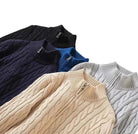 Autumn half zipper braided cotton sweater - Antonios