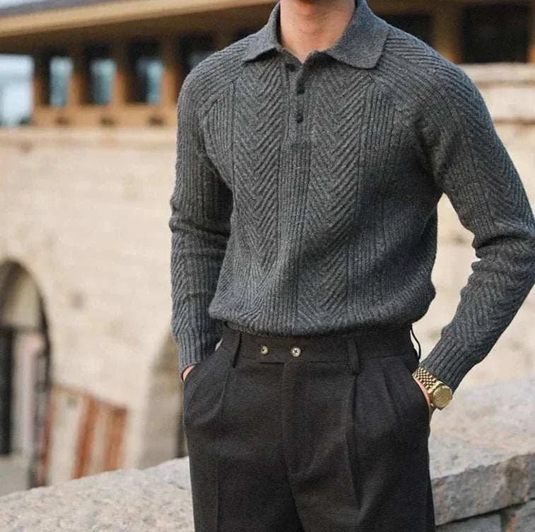 Autumn lapel regular fit sweater - Antonios