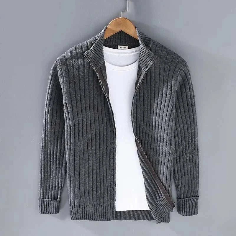 Autumn stand collar cotton cardigan - Antonios