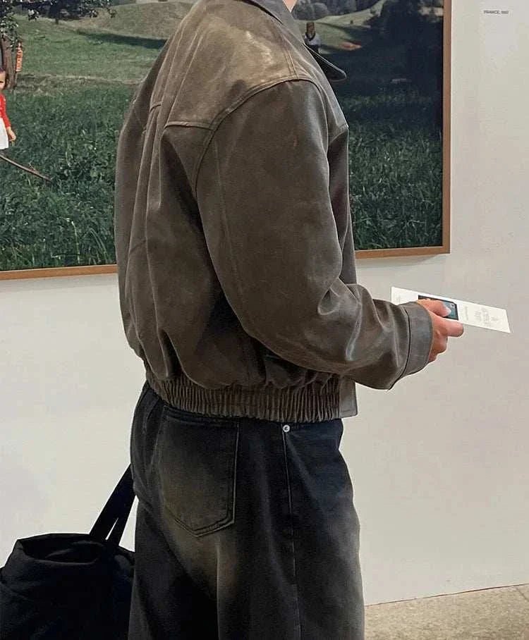 Autumn vintage PU leather jacket - Antonios