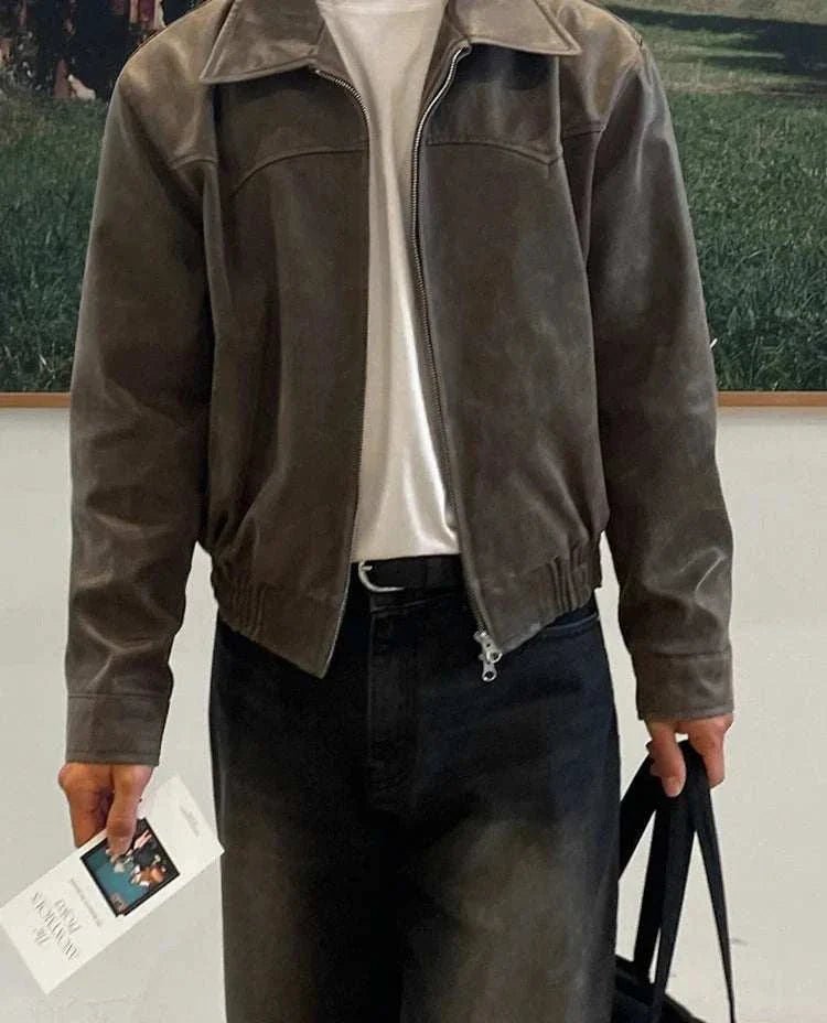 Autumn vintage PU leather jacket - Antonios