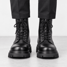 Black leather lace up combat boots - AntoniosClothing - Black