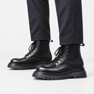 Black leather lace up combat boots - AntoniosClothing - Black