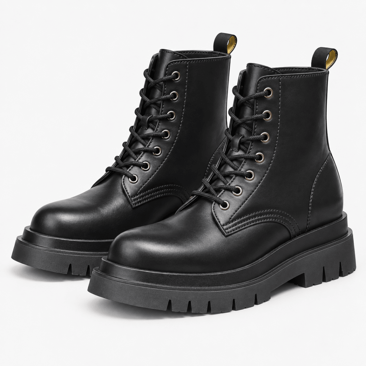 Black leather lace up combat boots - AntoniosClothing - Black