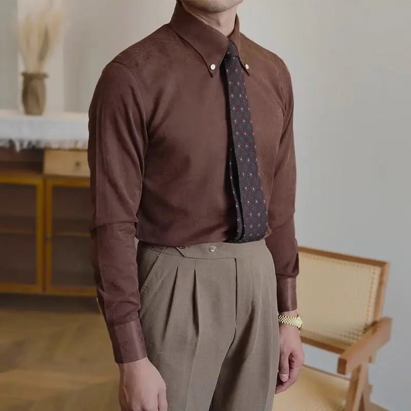 British coffee toned shirt retro business chic - Antonios