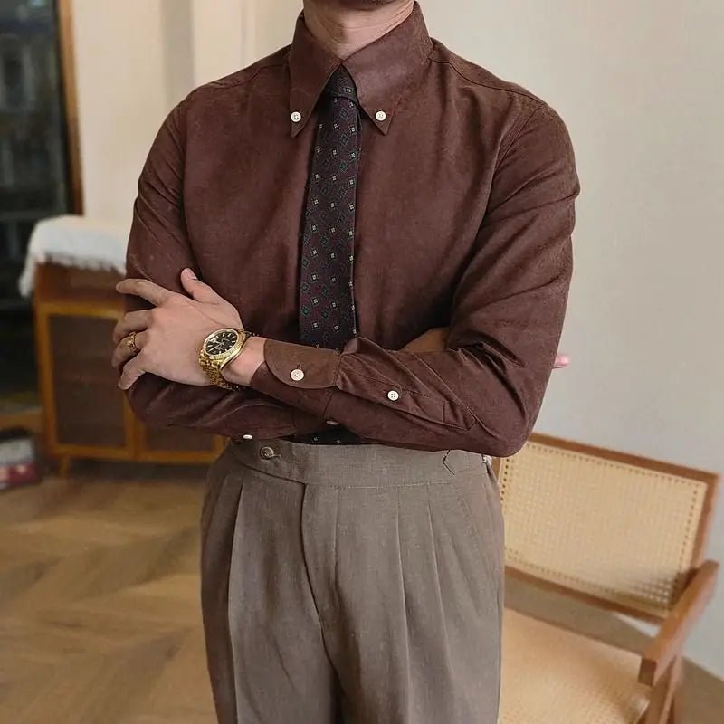 British coffee toned shirt retro business chic - Antonios